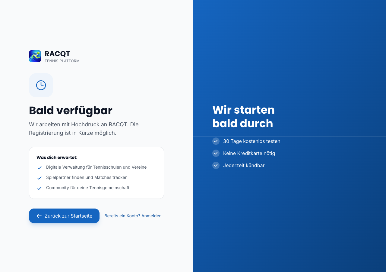 Registrierungsformular für Spieler