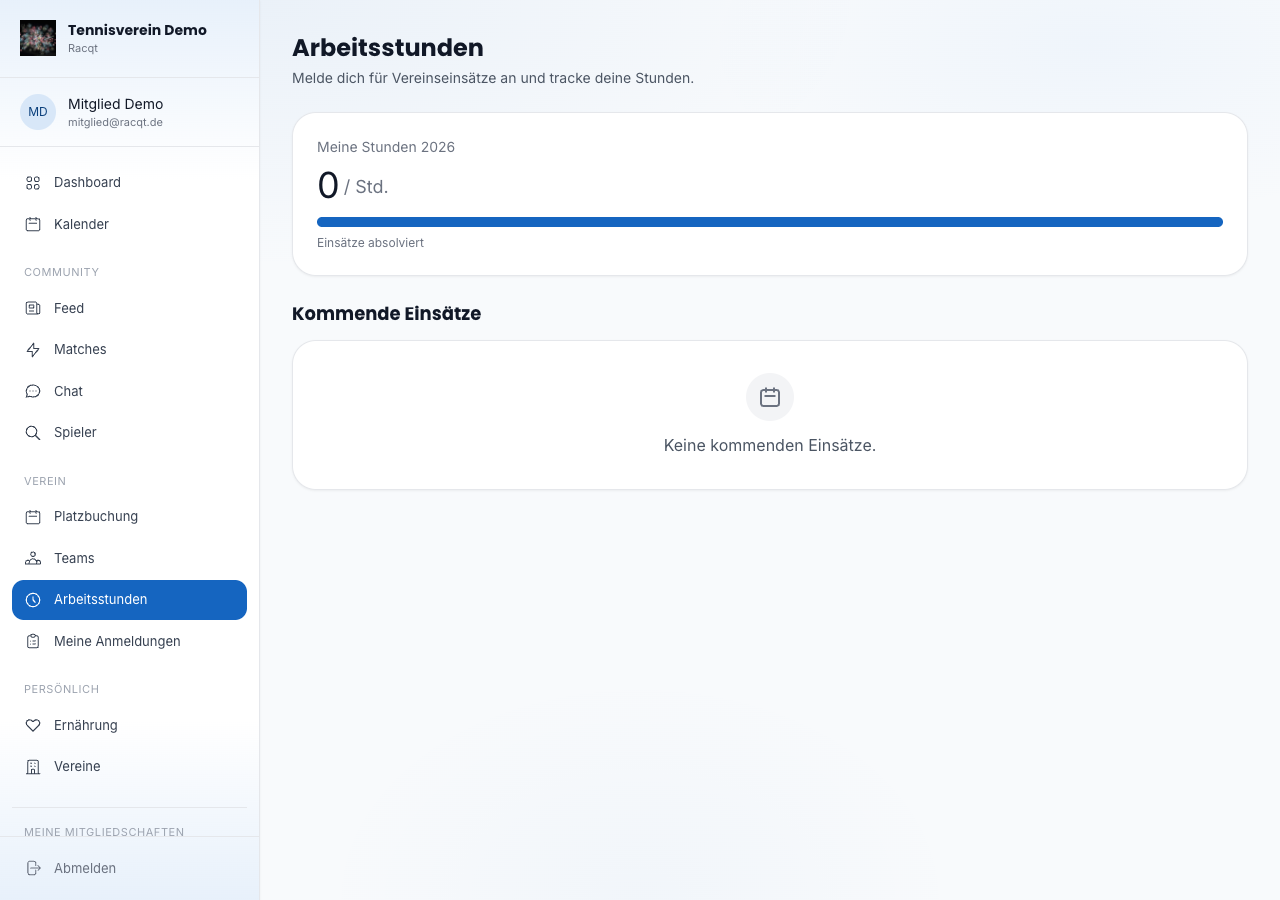 Jahresübersicht geleisteter Arbeitsstunden