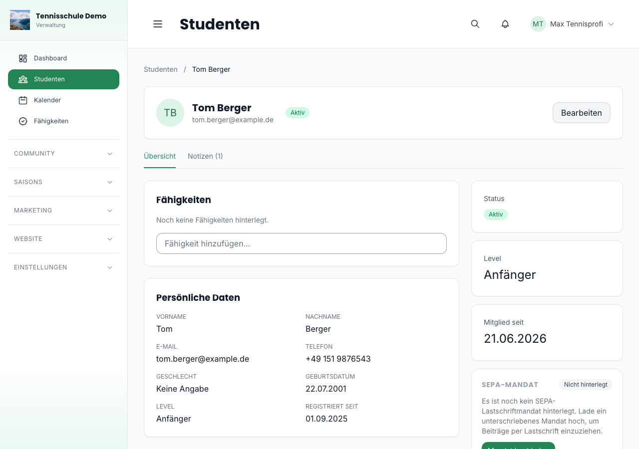 Fähigkeiten einem Studenten zuweisen