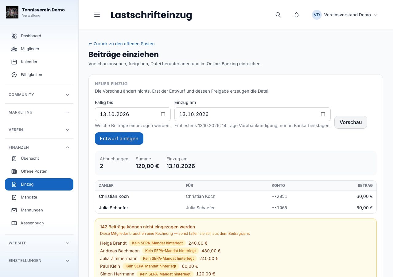 Vorschau eines neuen Einzugs
